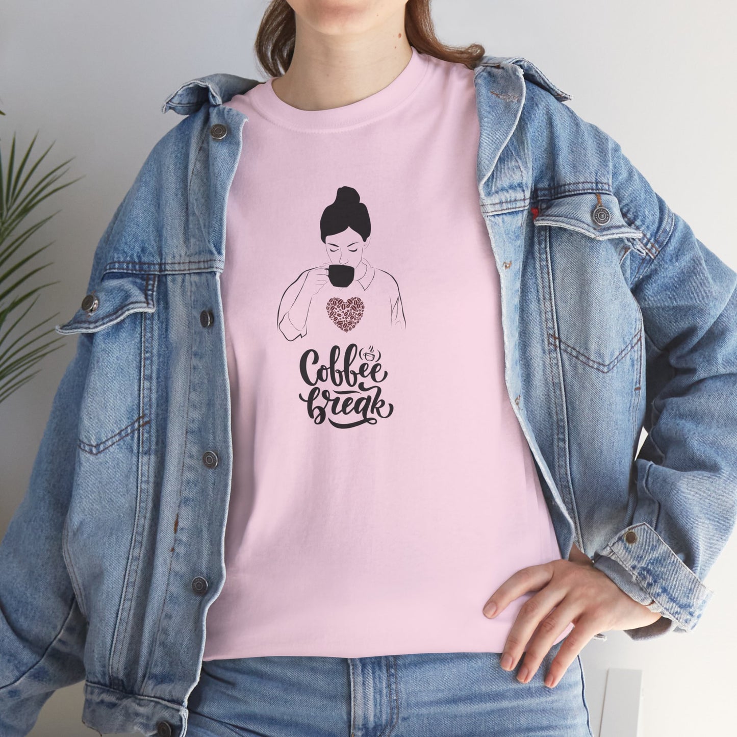 Coffee Break Tee — Line Art Woman Sipping Coffee Graphic