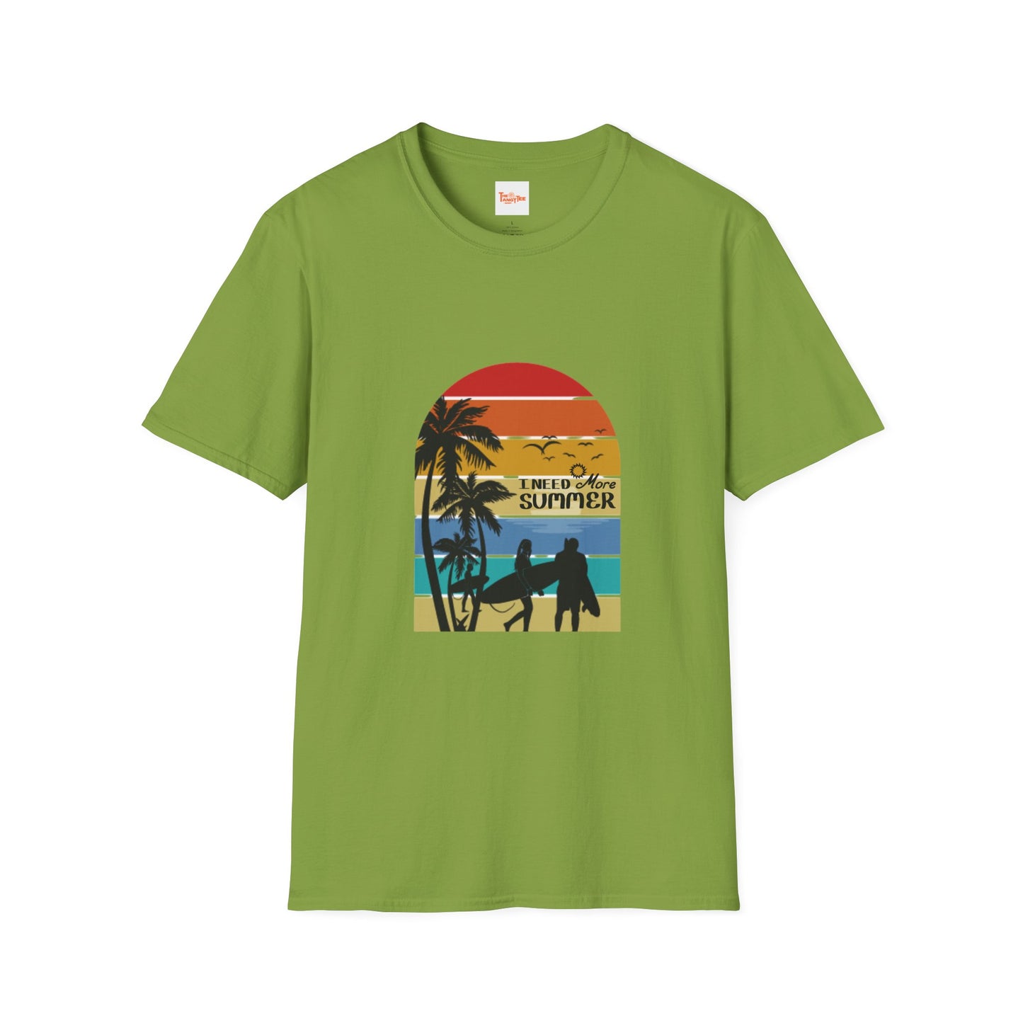 Summer Sunset Unisex T-Shirt with Surfboards Design