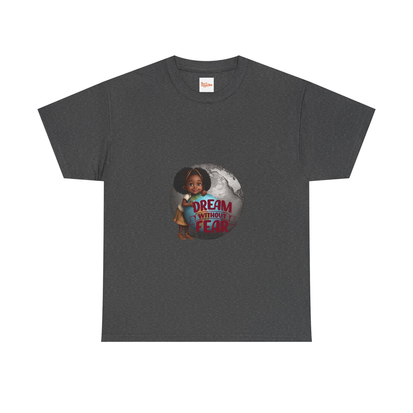 Graphic Tee - Dream Without Fear, Little Black Girl Hugging Globe
