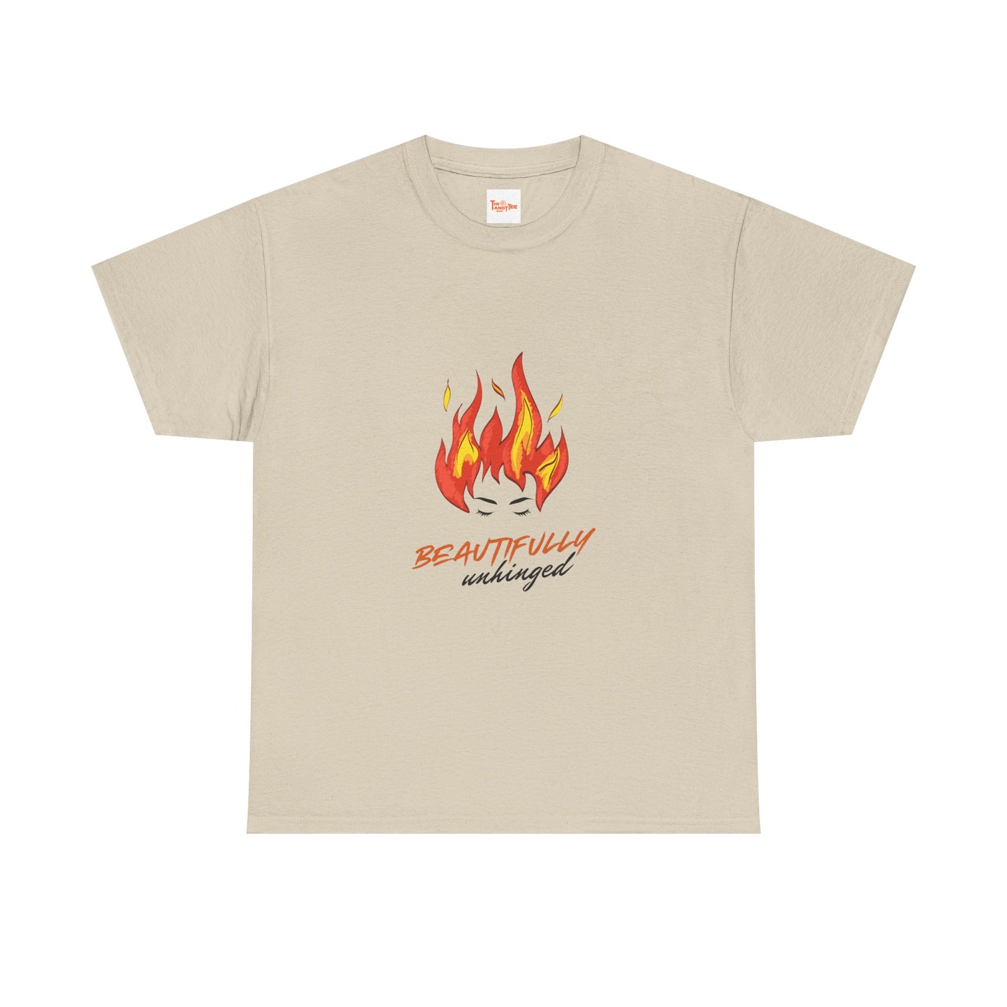 Graphic Unisex Tee - Beautifully Unhinged Woman with Fire Hair Design