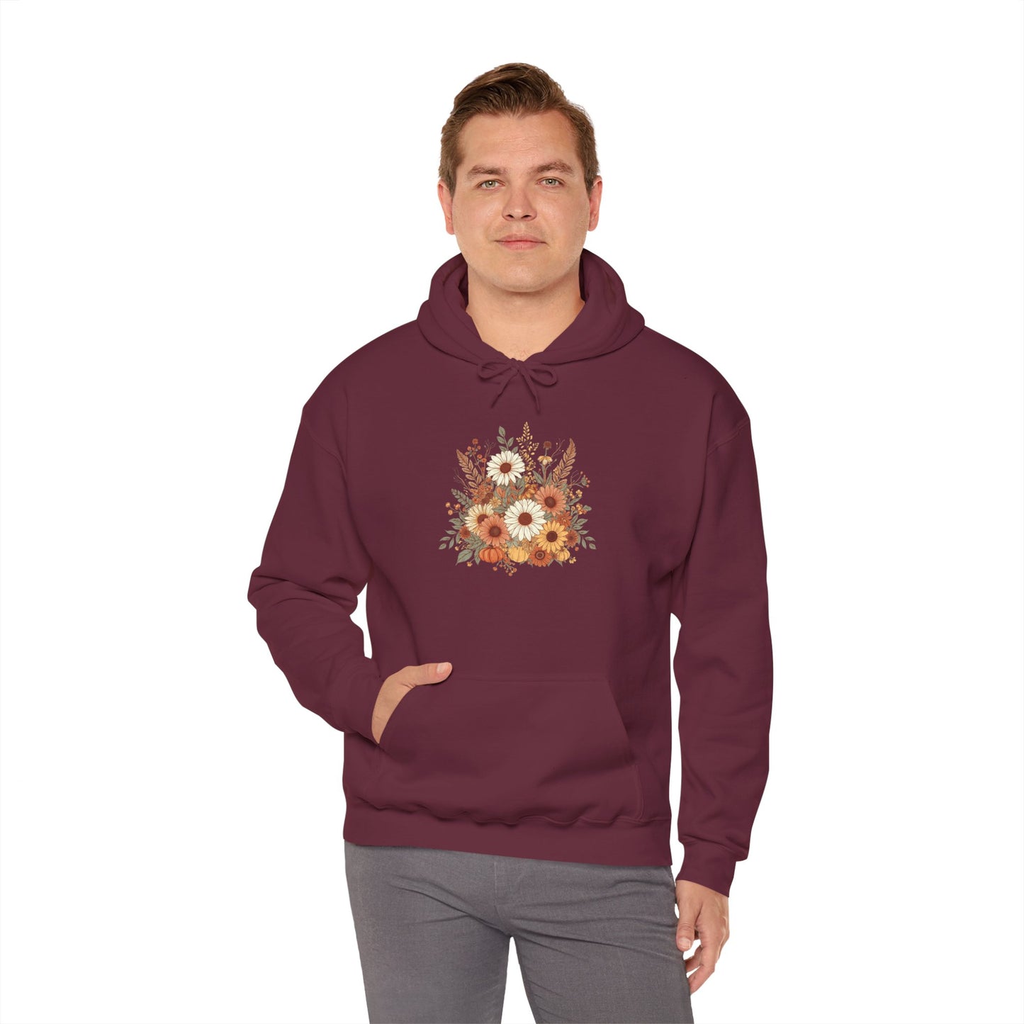 Autumn Floral Spray Hoodie — Fall Flowers Sweatshirt