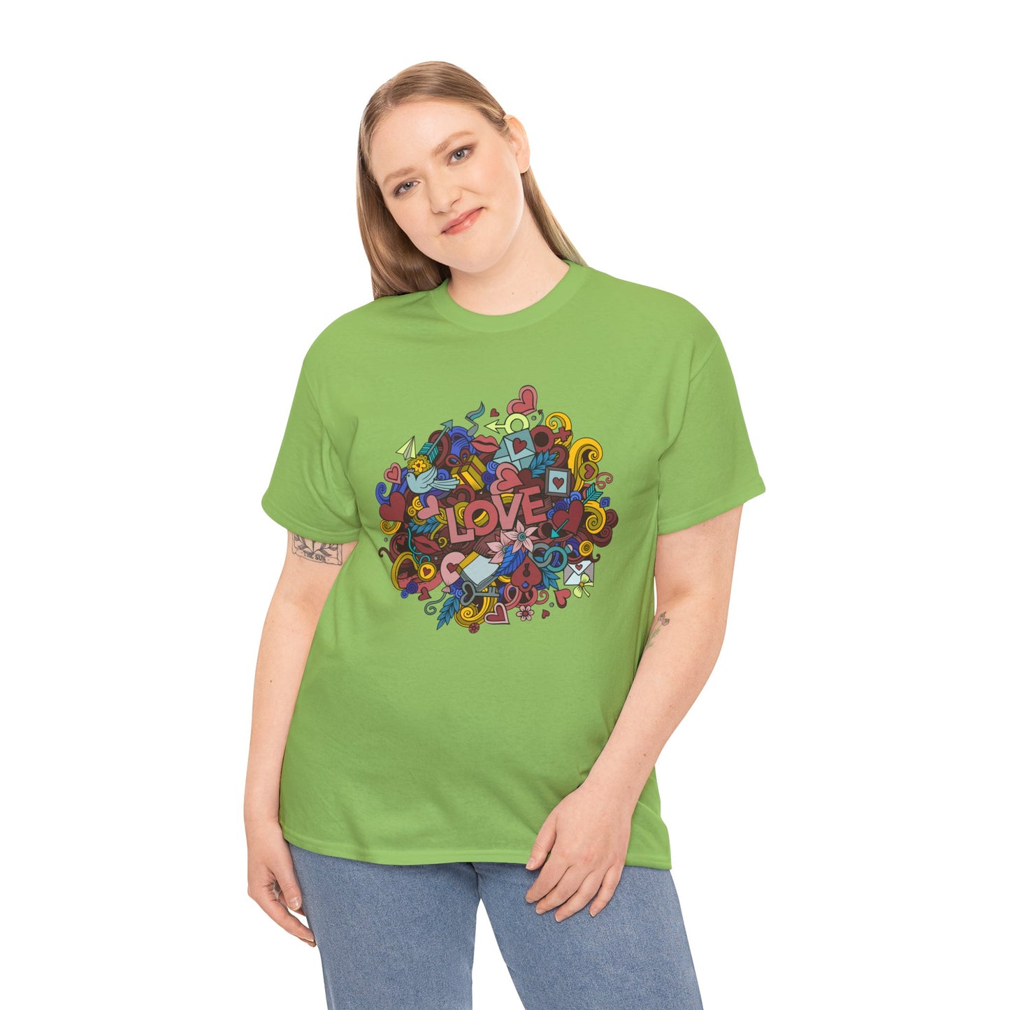 Love Floral Graphic T-Shirt — Colorful Geometric Flower Design