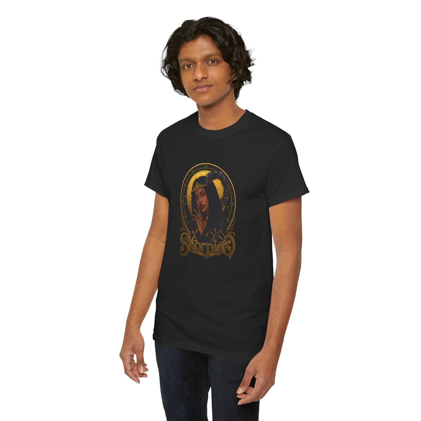Scorpio Art Nouveau Tee — African American Woman with Scorpion Tail Zodiac Graphic