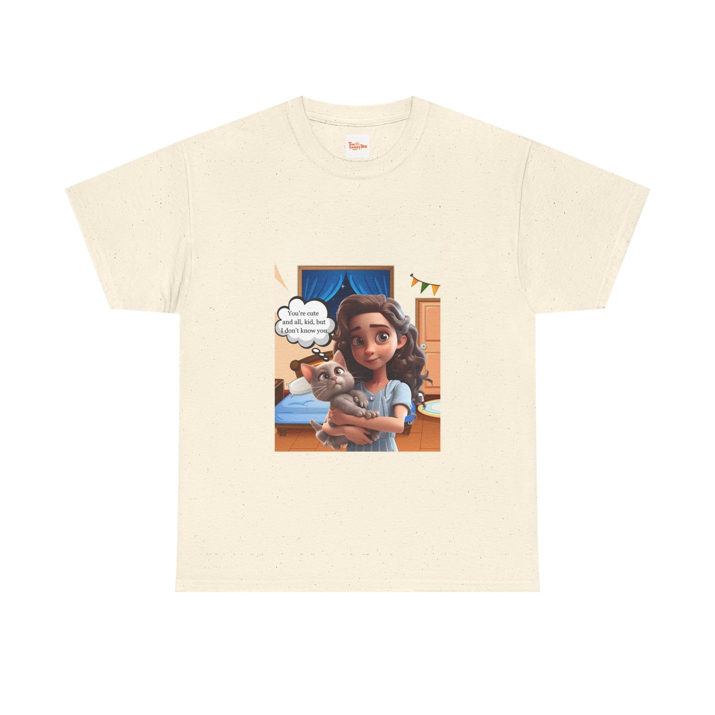 Graphic Little Girl Holding Kitten Unisex Tee