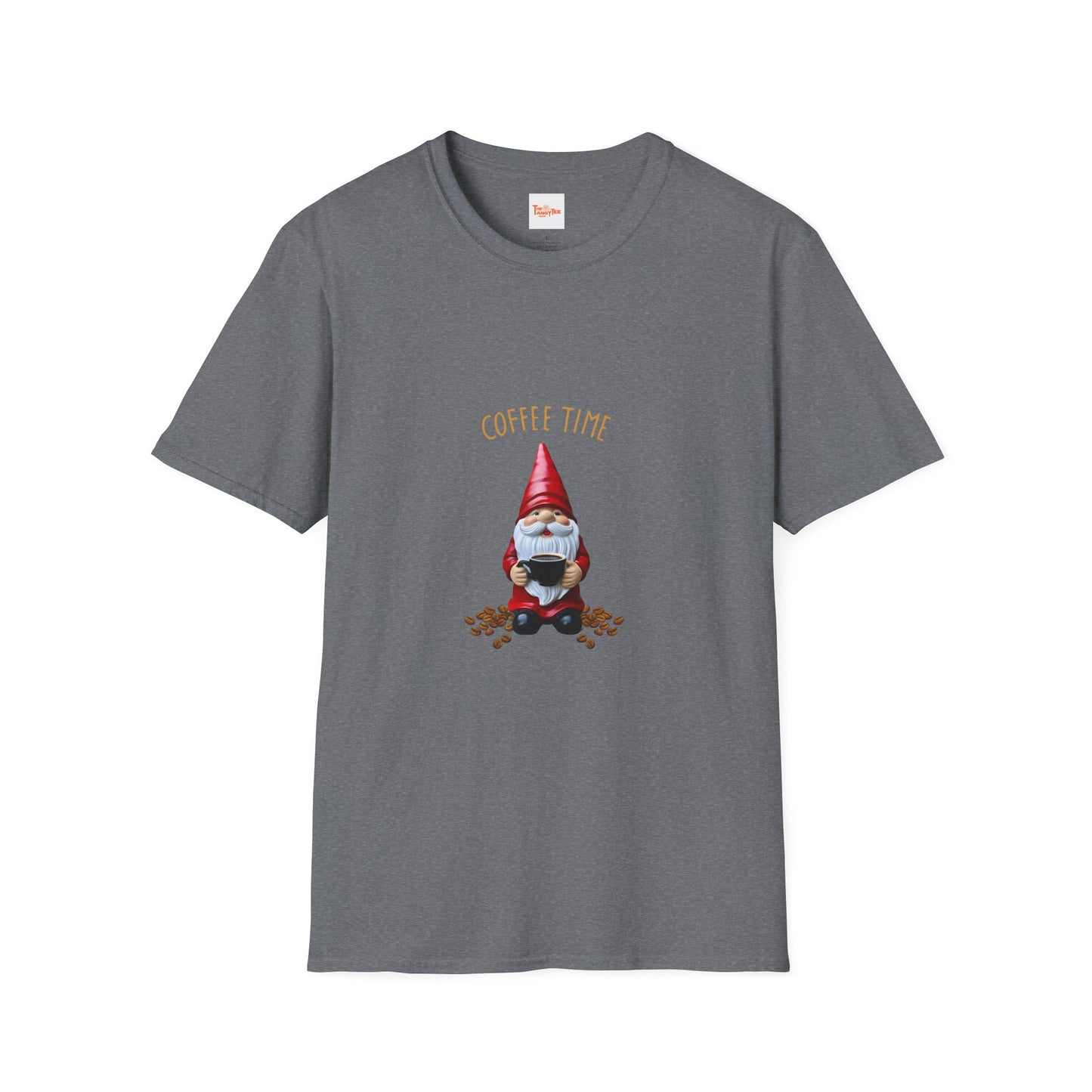 Coffee Time Unisex T-Shirt - Gnome Holding a Cup of Coffee Graphic
