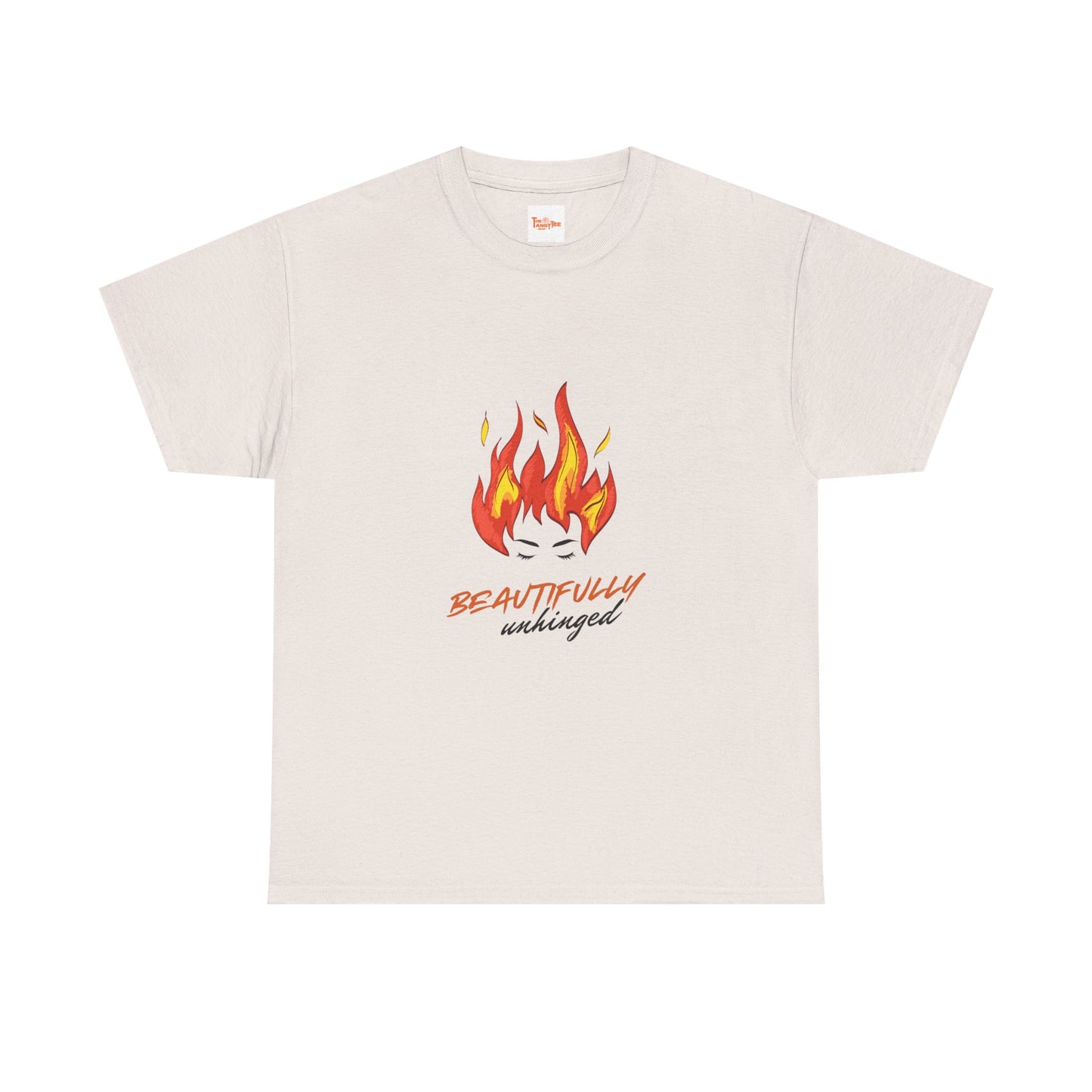 Graphic Unisex Tee - Beautifully Unhinged Woman with Fire Hair Design