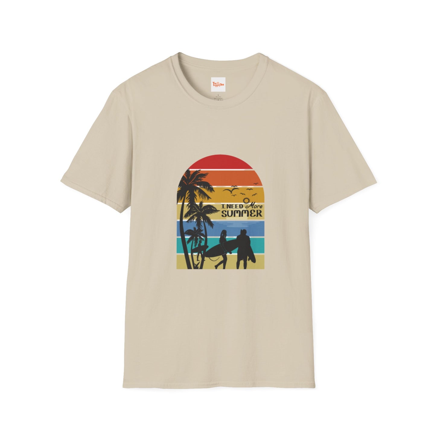 Summer Sunset Unisex T-Shirt with Surfboards Design