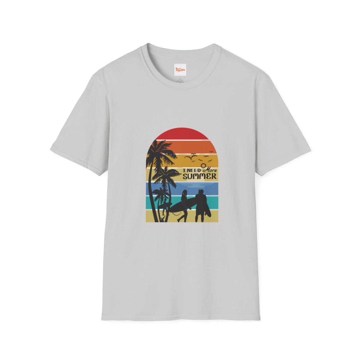 Summer Sunset Unisex T-Shirt with Surfboards Design