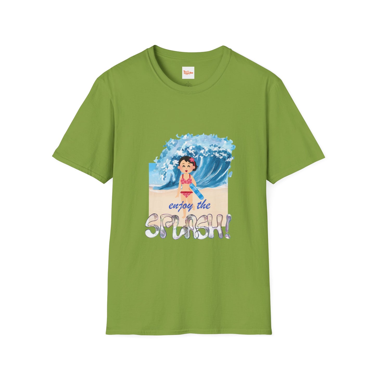 Splash Graphic Unisex T-Shirt - Little Girl Running from Wave