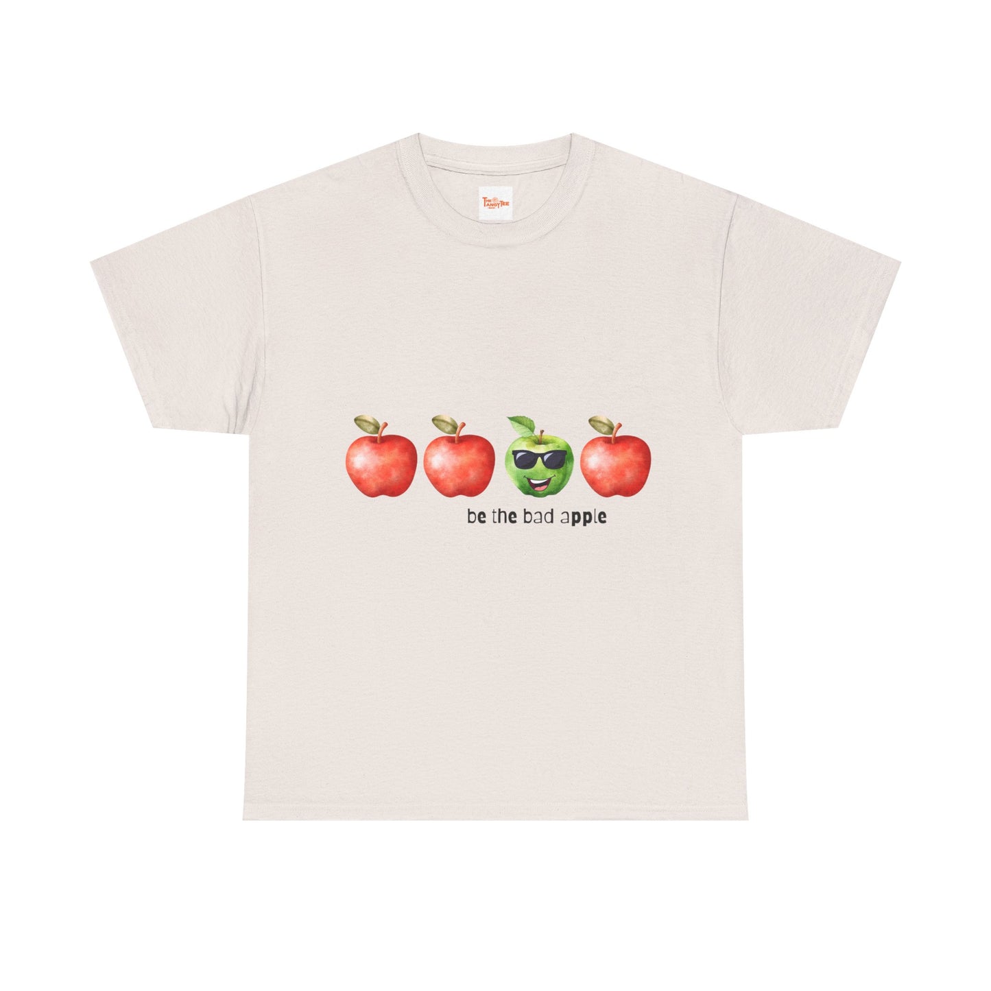 Graphic Unisex Tee - Be the Bad Apple, Three Red Apples and One Green Apple with Sunglasses