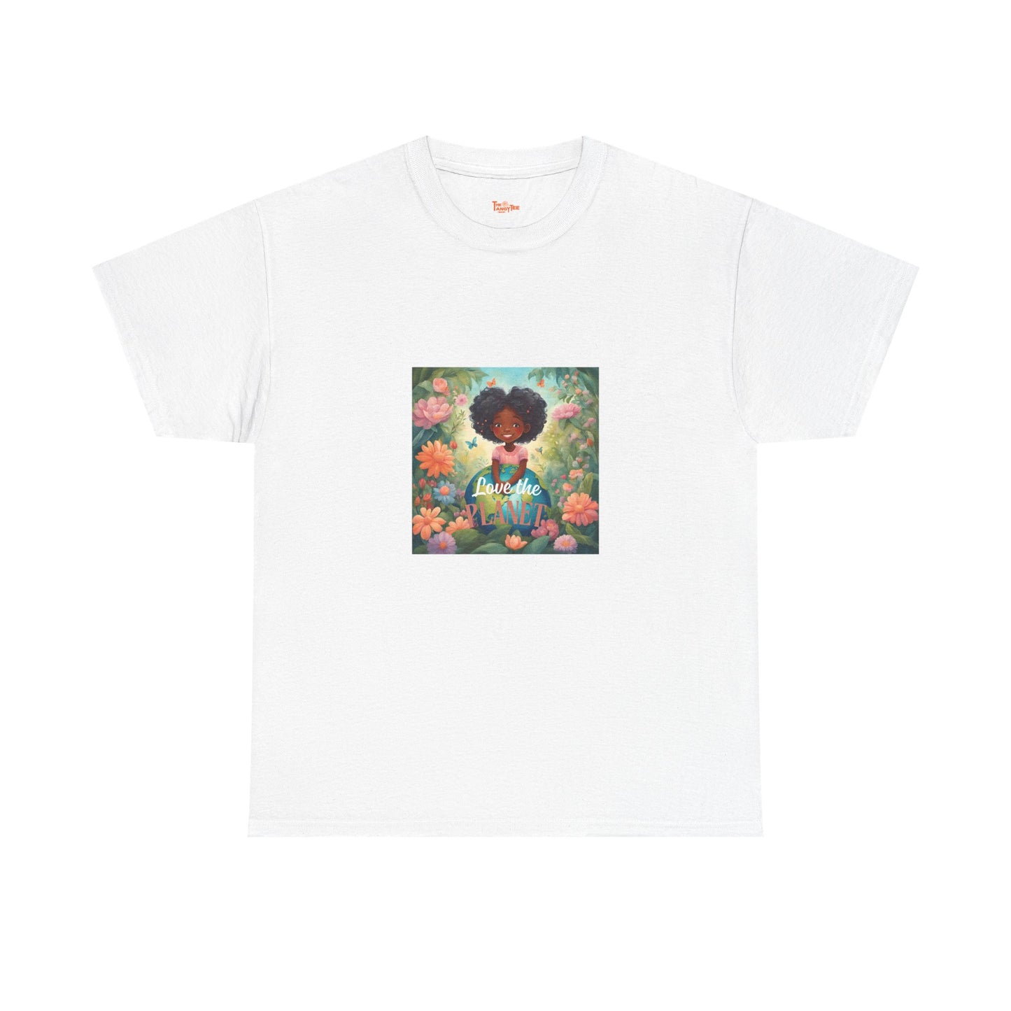 Graphic Tee Love the Planet Little Black Girl Holding Globe