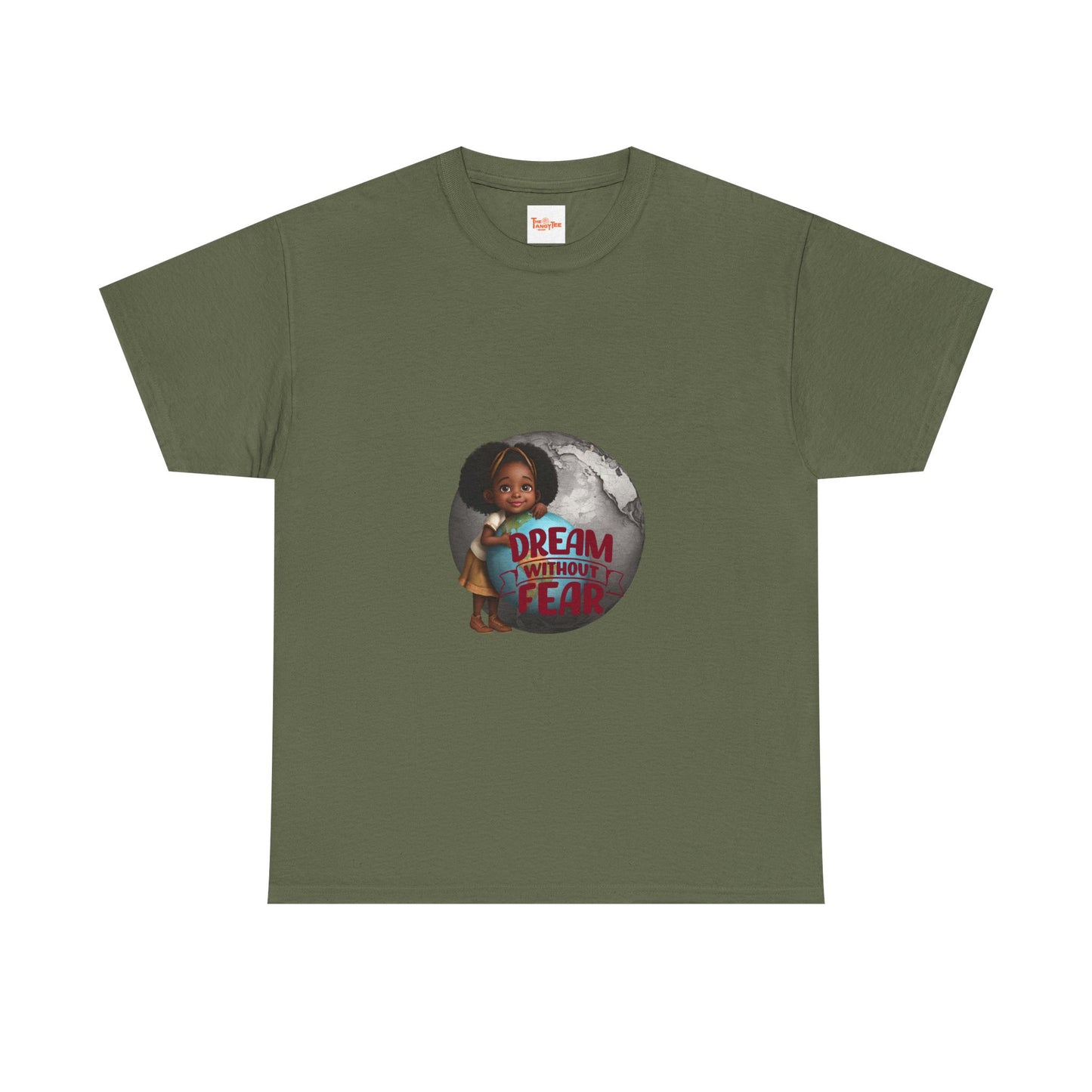 Graphic Tee - Dream Without Fear, Little Black Girl Hugging Globe