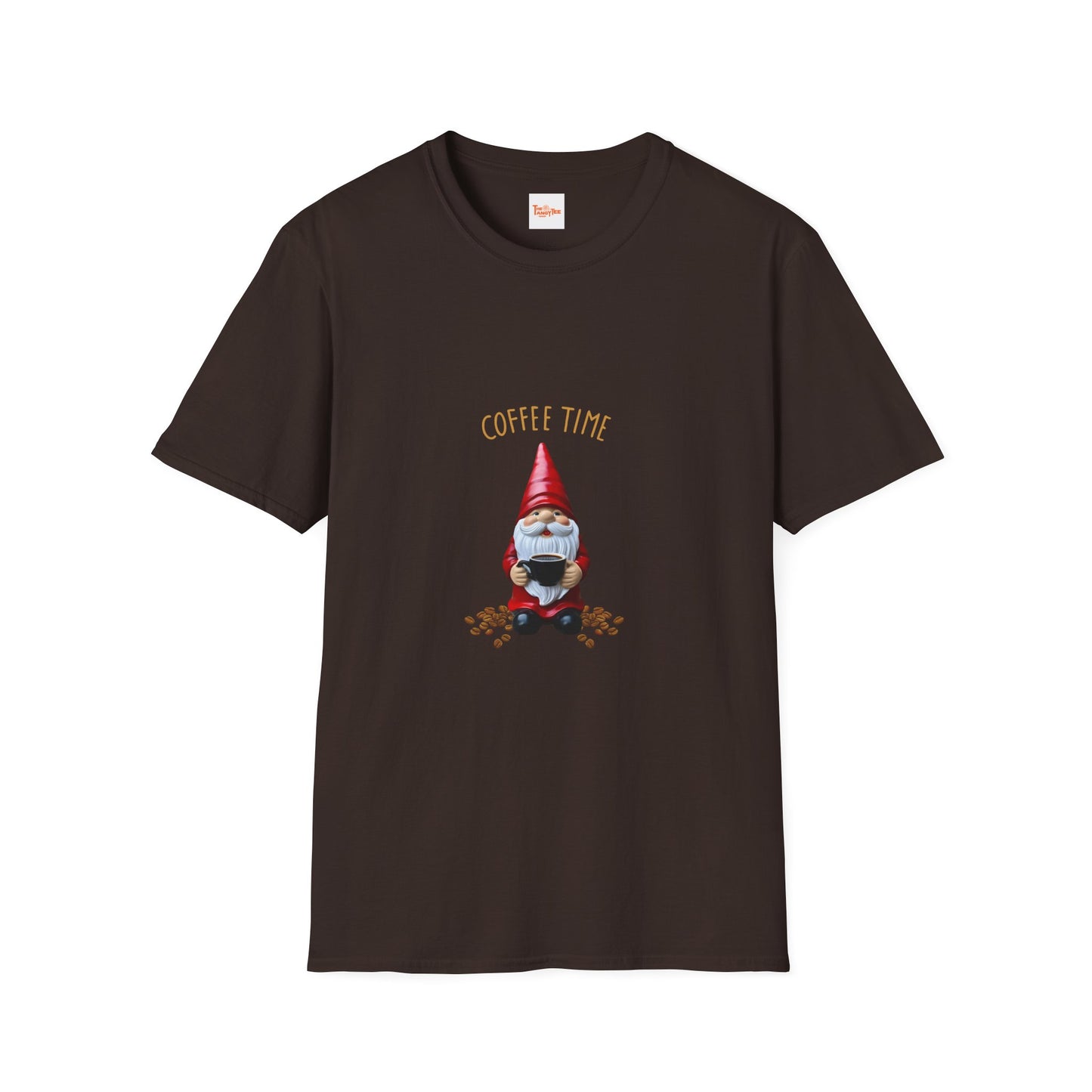 Coffee Time Unisex T-Shirt - Gnome Holding a Cup of Coffee Graphic