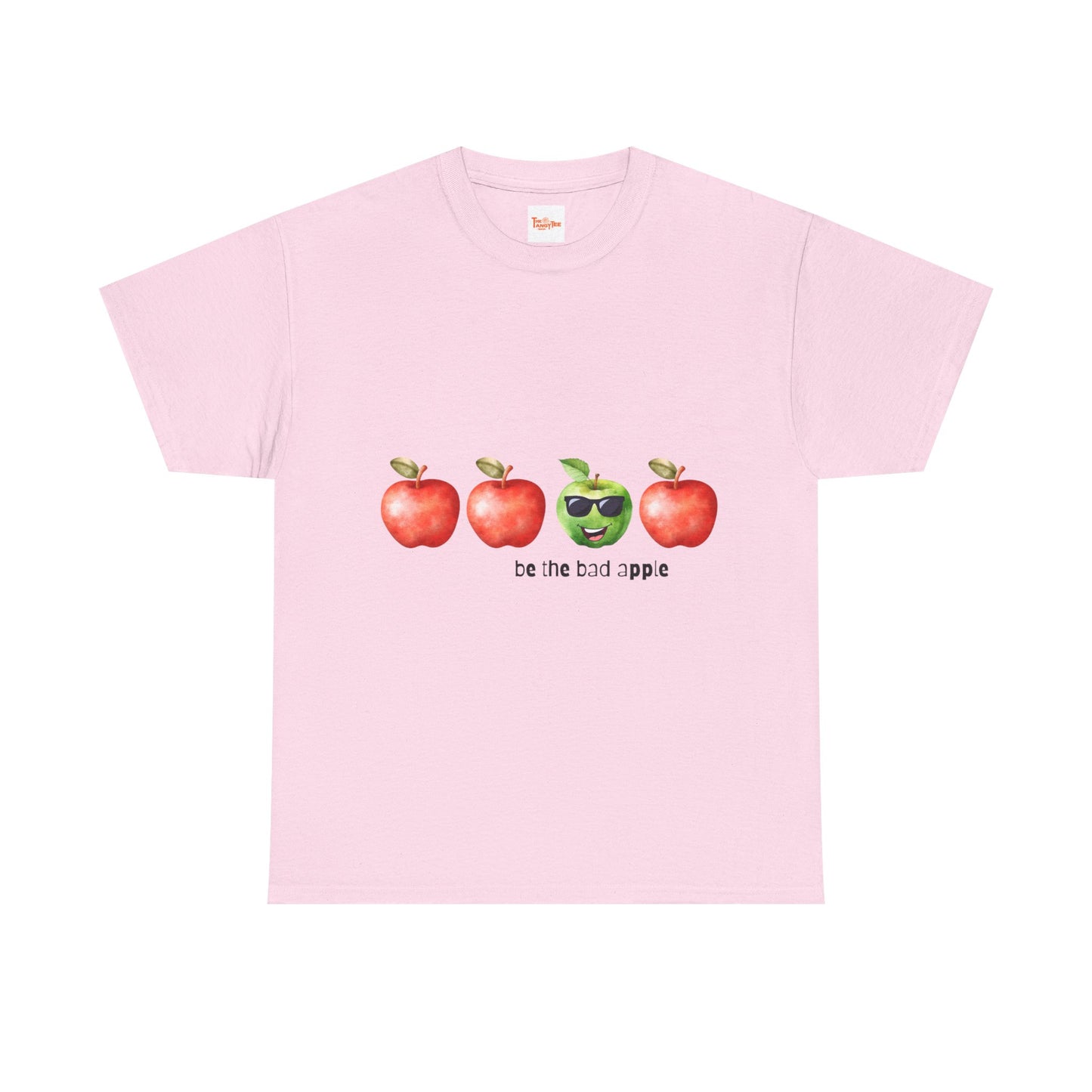 Graphic Unisex Tee - Be the Bad Apple, Three Red Apples and One Green Apple with Sunglasses