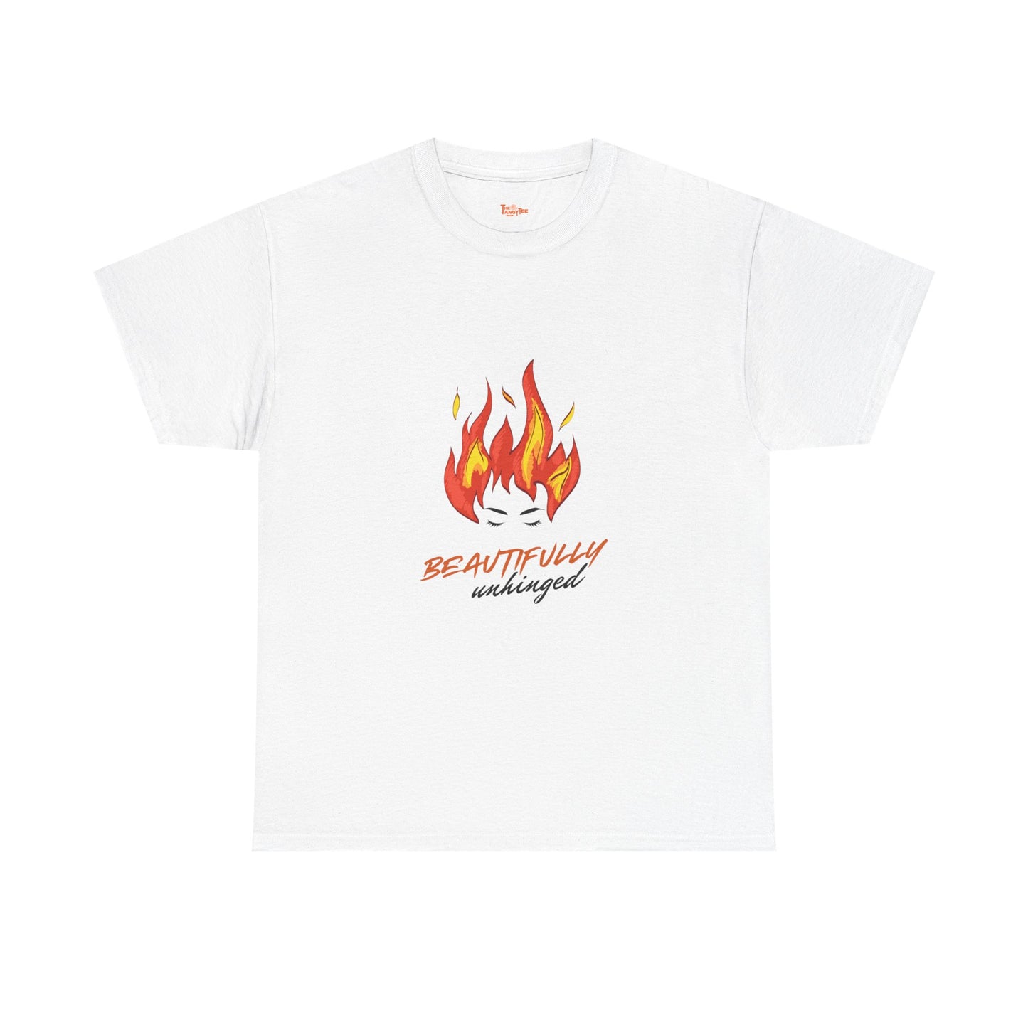 Graphic Unisex Tee - Beautifully Unhinged Woman with Fire Hair Design