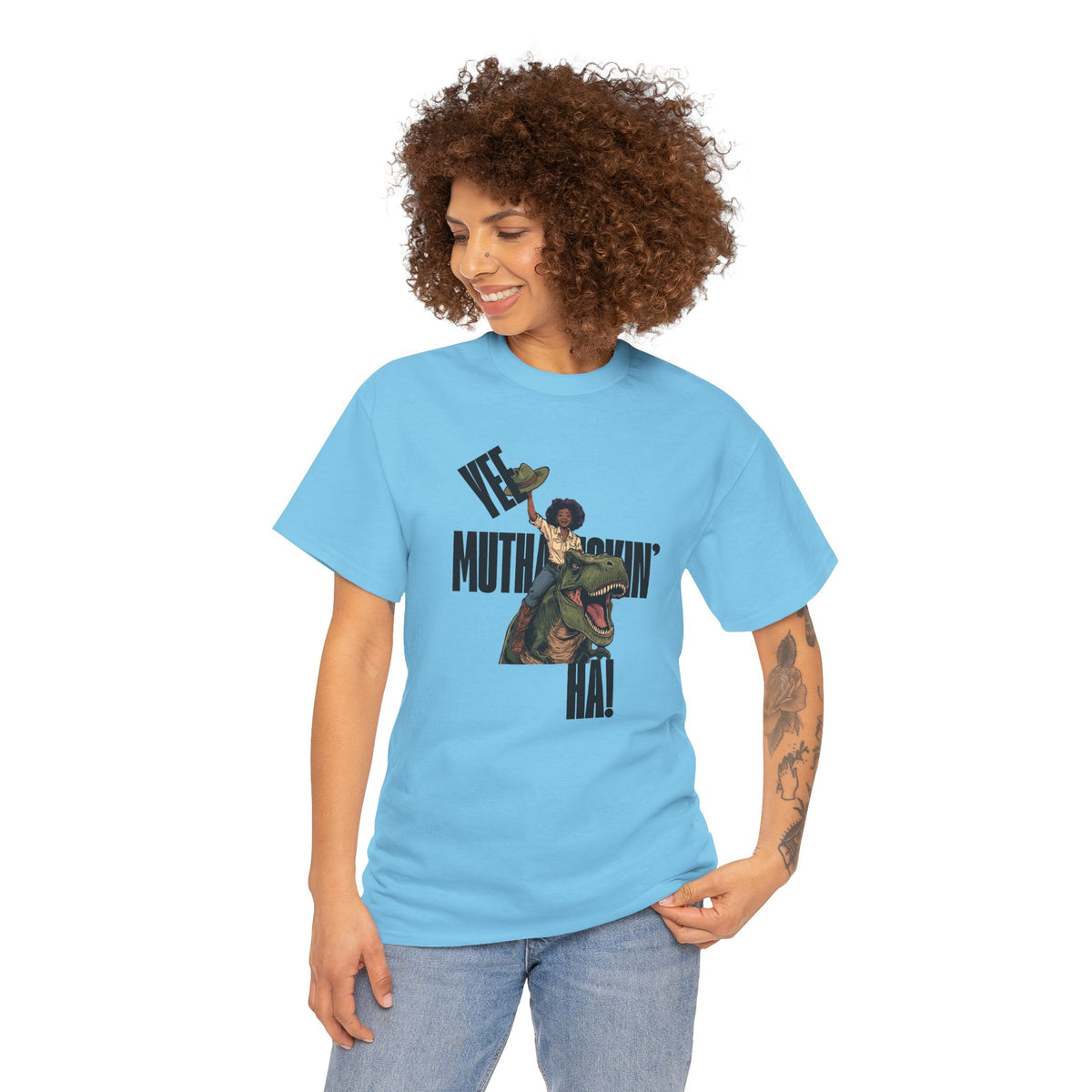 Dinosaur Rider Tee — "Yee Muthafuckin' Ha!" Graphic T-Shirt