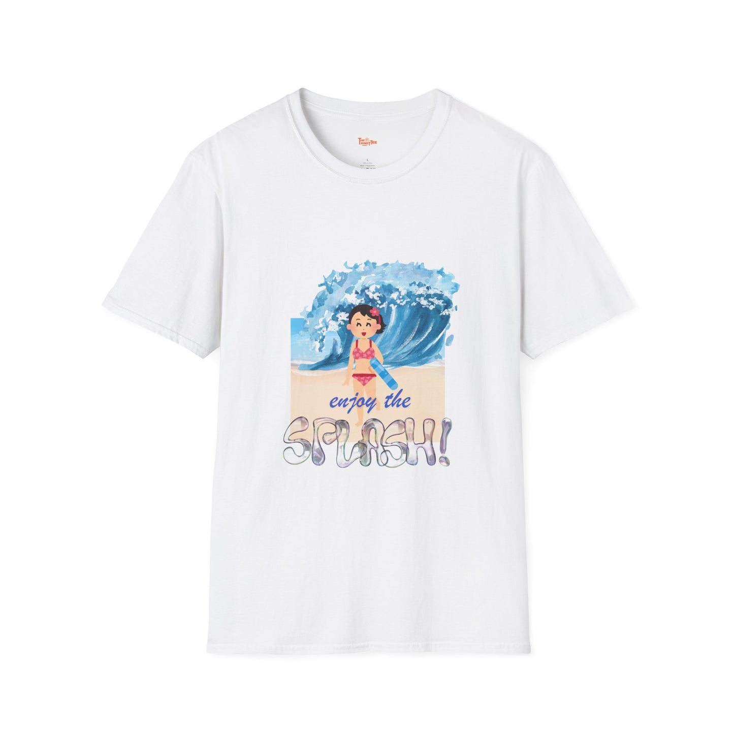 Splash Graphic Unisex T-Shirt - Little Girl Running from Wave