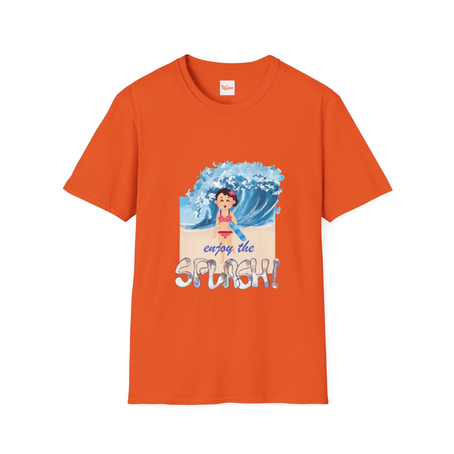 Splash Graphic Unisex T-Shirt - Little Girl Running from Wave