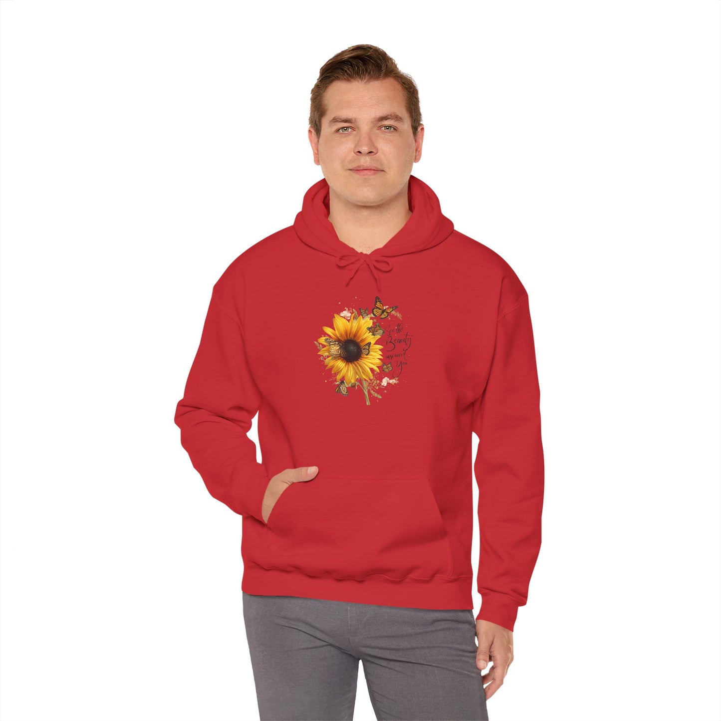See the Beauty Around You Sunflower & Monarch Hoodie