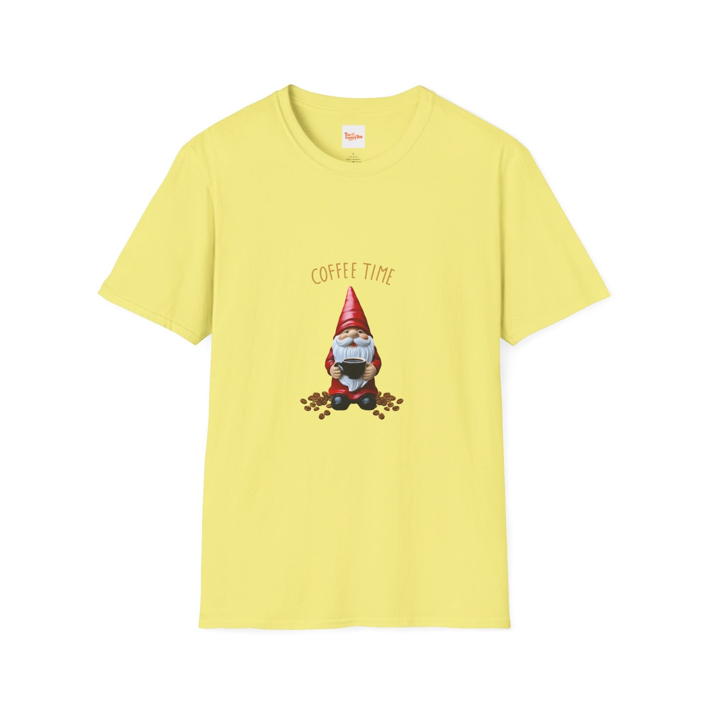 Coffee Time Unisex T-Shirt - Gnome Holding a Cup of Coffee Graphic
