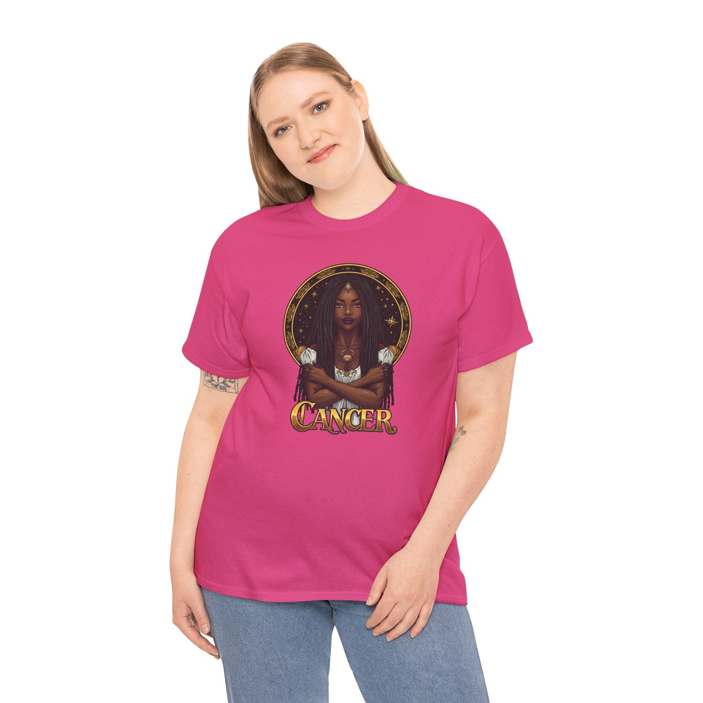 Cancer Zodiac T-Shirt — Art Nouveau African American Woman with Crab Graphic