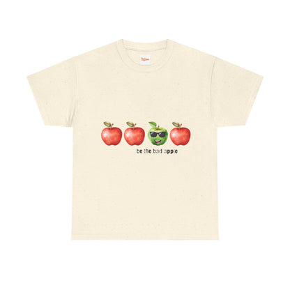 Graphic Unisex Tee - Be the Bad Apple, Three Red Apples and One Green Apple with Sunglasses