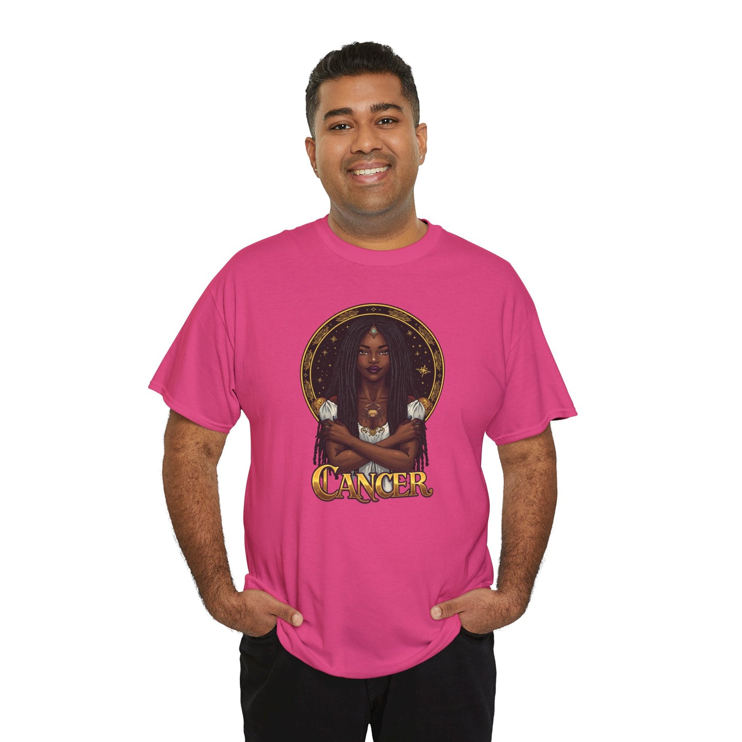 Cancer Zodiac T-Shirt — Art Nouveau African American Woman with Crab Graphic