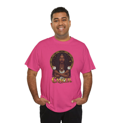 Cancer Zodiac T-Shirt — Art Nouveau African American Woman with Crab Graphic