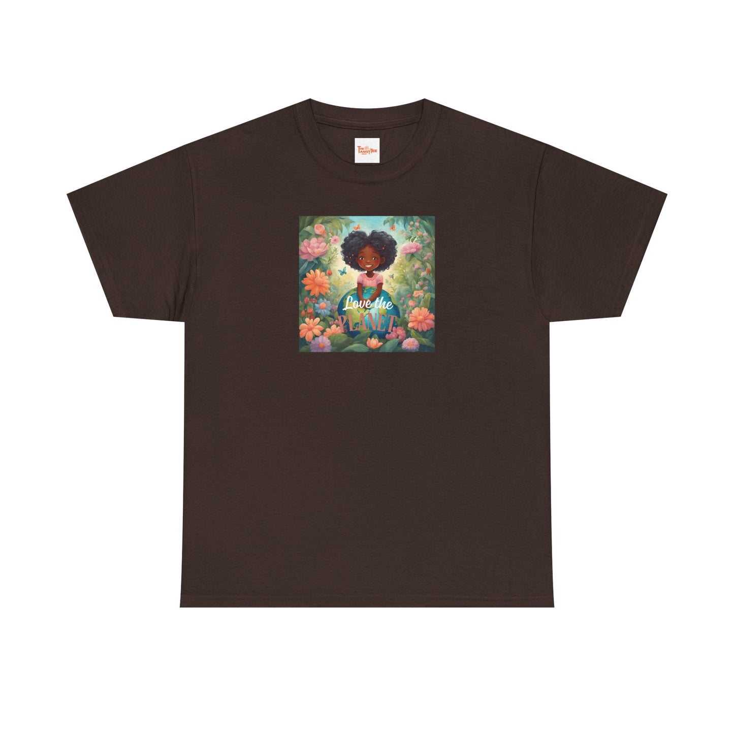 Graphic Tee Love the Planet Little Black Girl Holding Globe