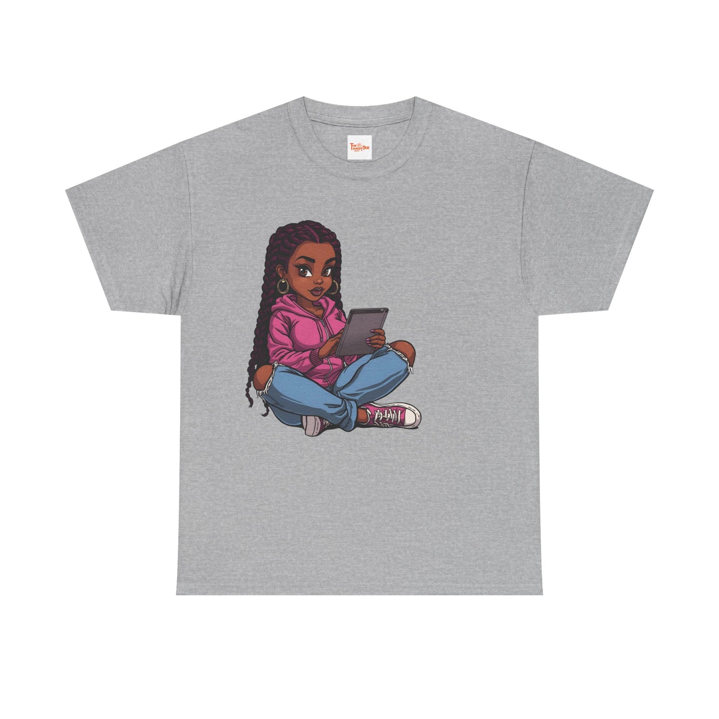 Black Teen Girl Tablet Graphic T-Shirt