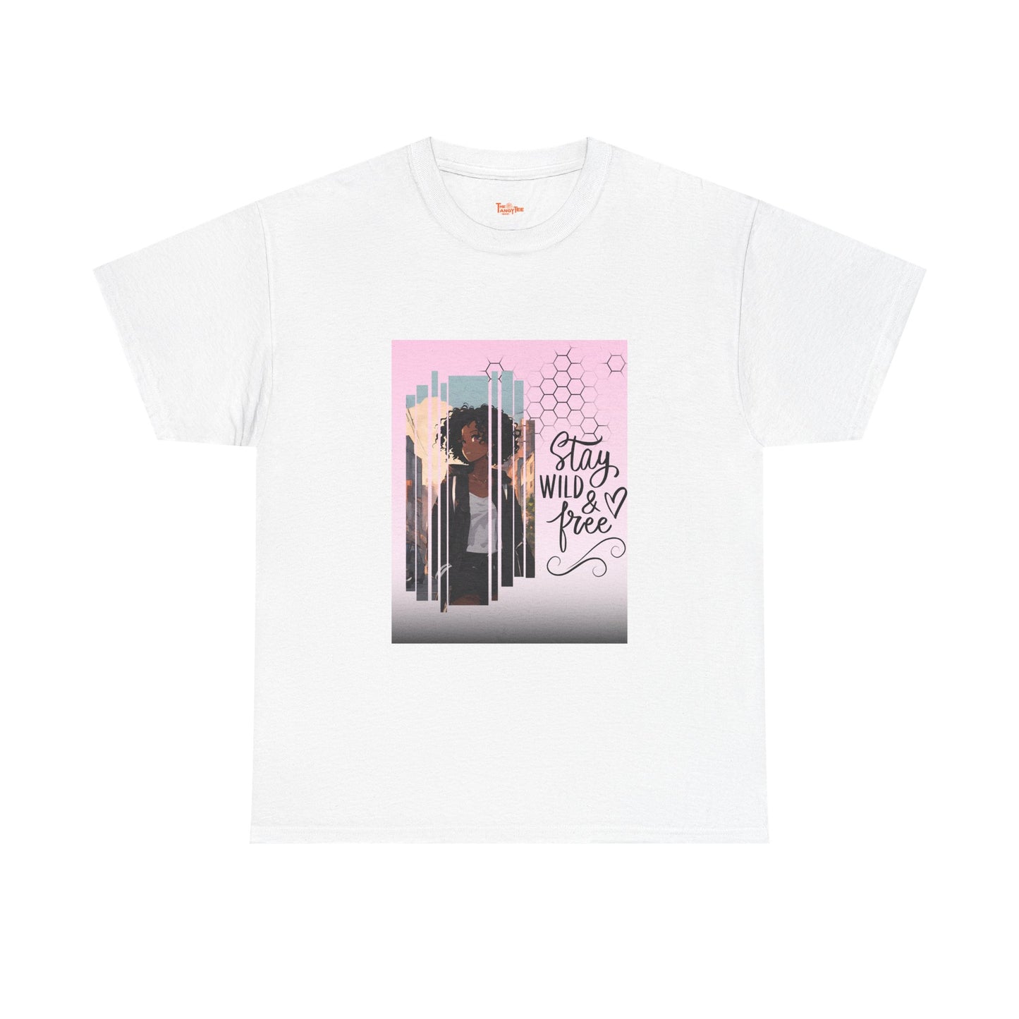 Stay Wild and Free Black Anime Girl City Graphic Tee