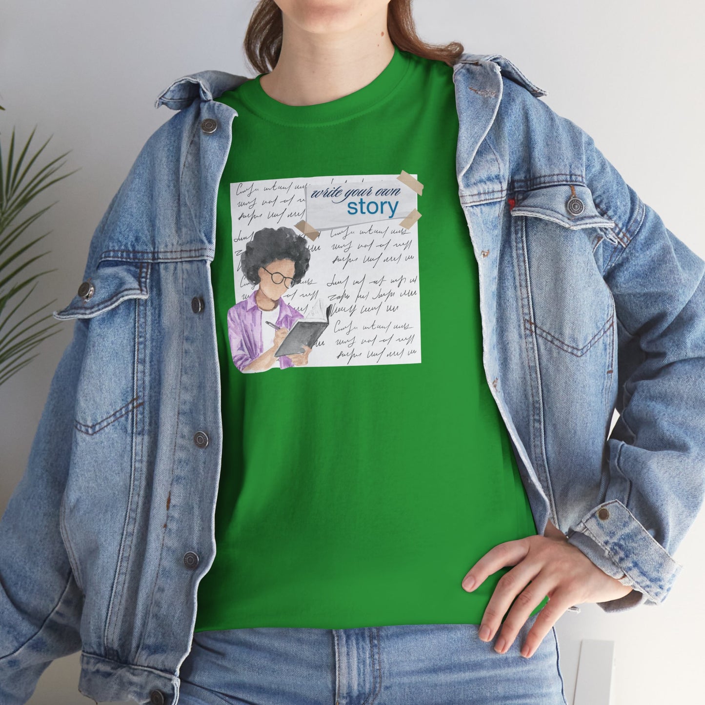 Journal Tee - Write Your Own Story, Black Woman Writing Graphic