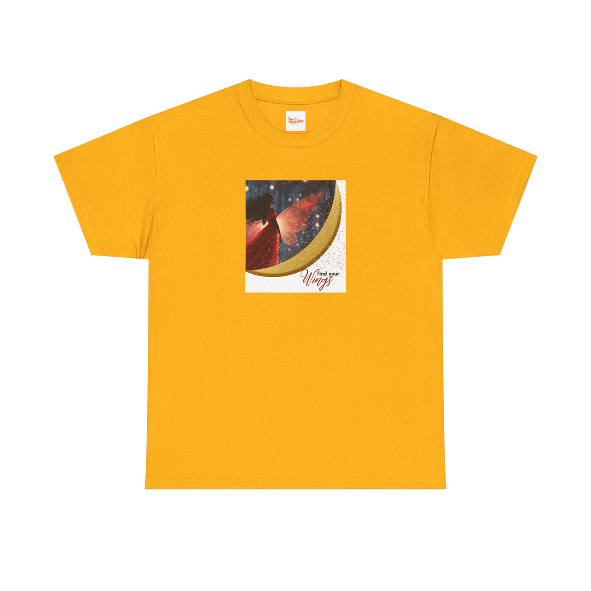 Find Your Wings T-Shirt — Black Woman Night Forest Graphic Tee with Glitter Wings