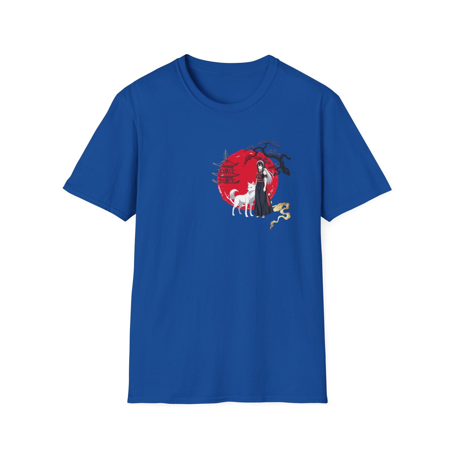 Anime Girl & White Wolf T-Shirt — Red Circle Graphic