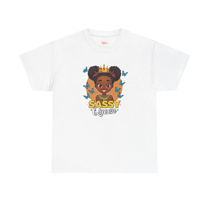 Sassy Queen Tee — African American Girl Graphic Shirt with Butterflies