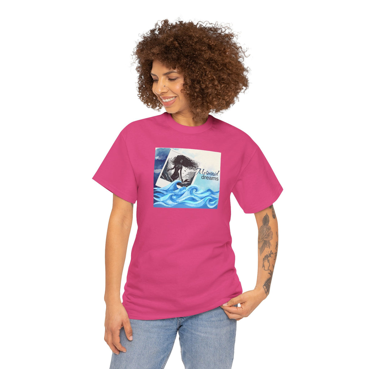 Mermaid Dreams Black Mermaid Graphic T-Shirt