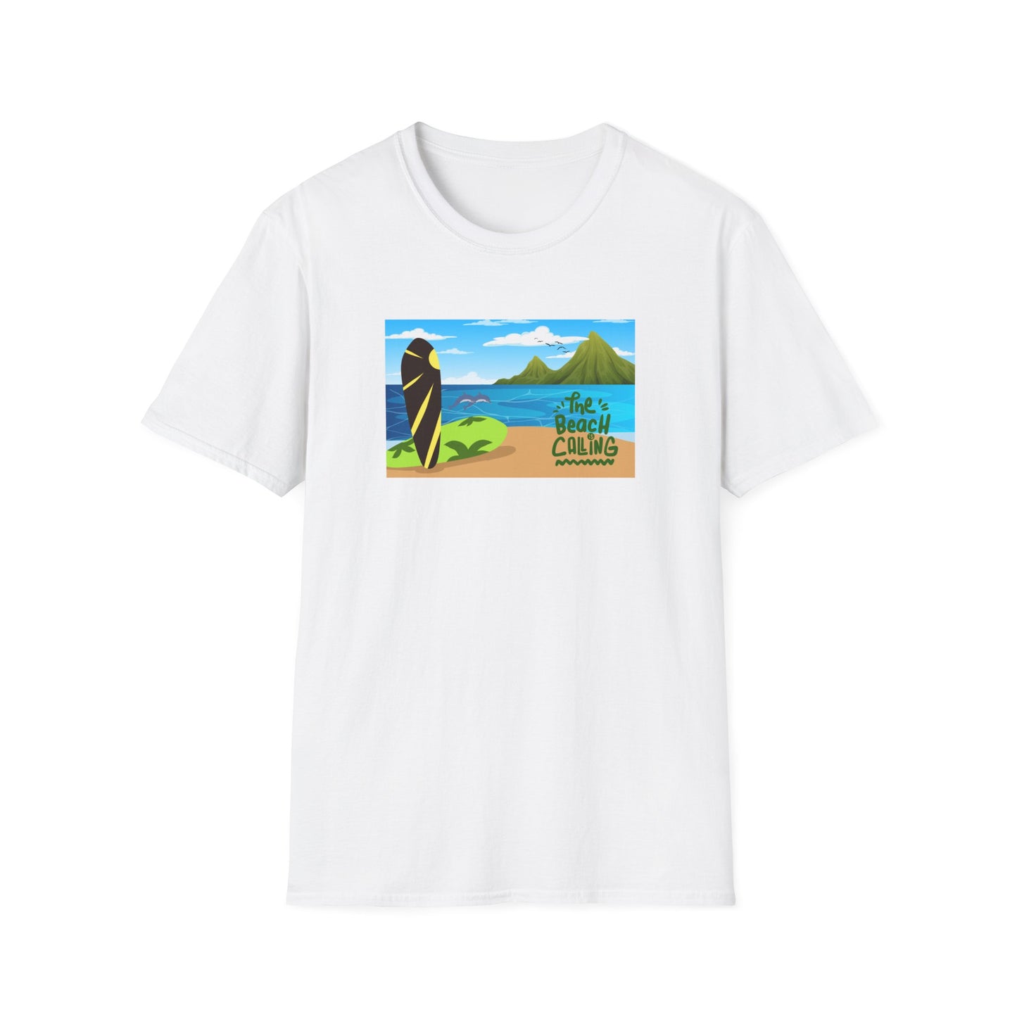 The Beach Is Calling Surfboard Graphic T-Shirt
