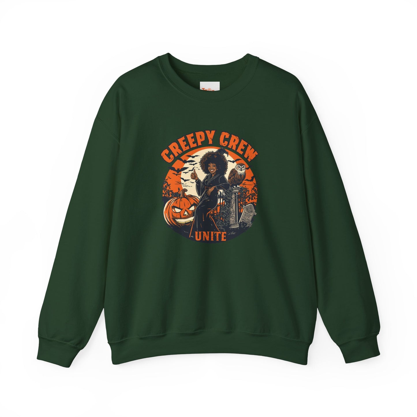 Creepy Crew Unite Witch Sweatshirt — African American Witch Pumpkin Graveyard