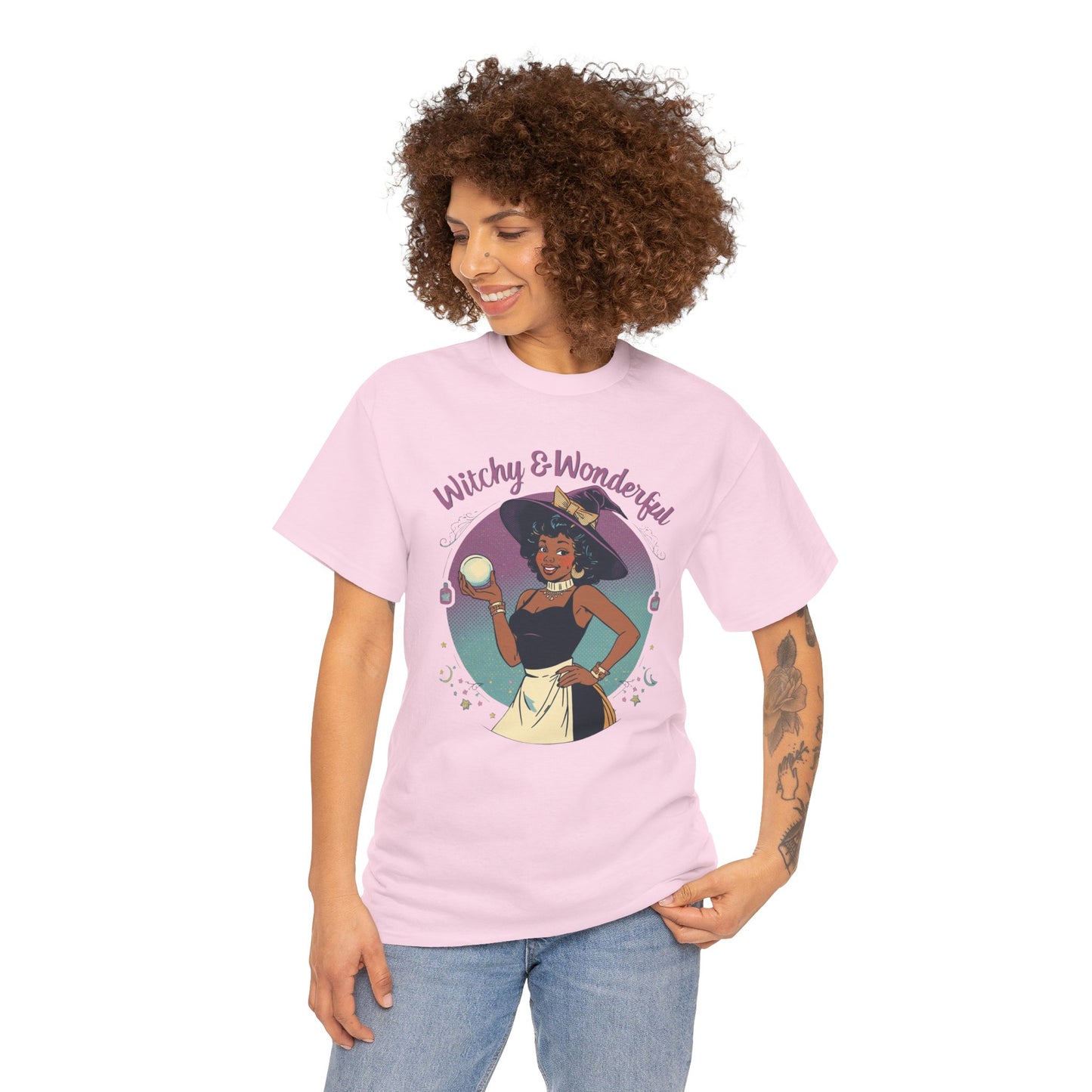 Witchy and Wonderful African American Witch T-Shirt — Crystal Ball Graphic