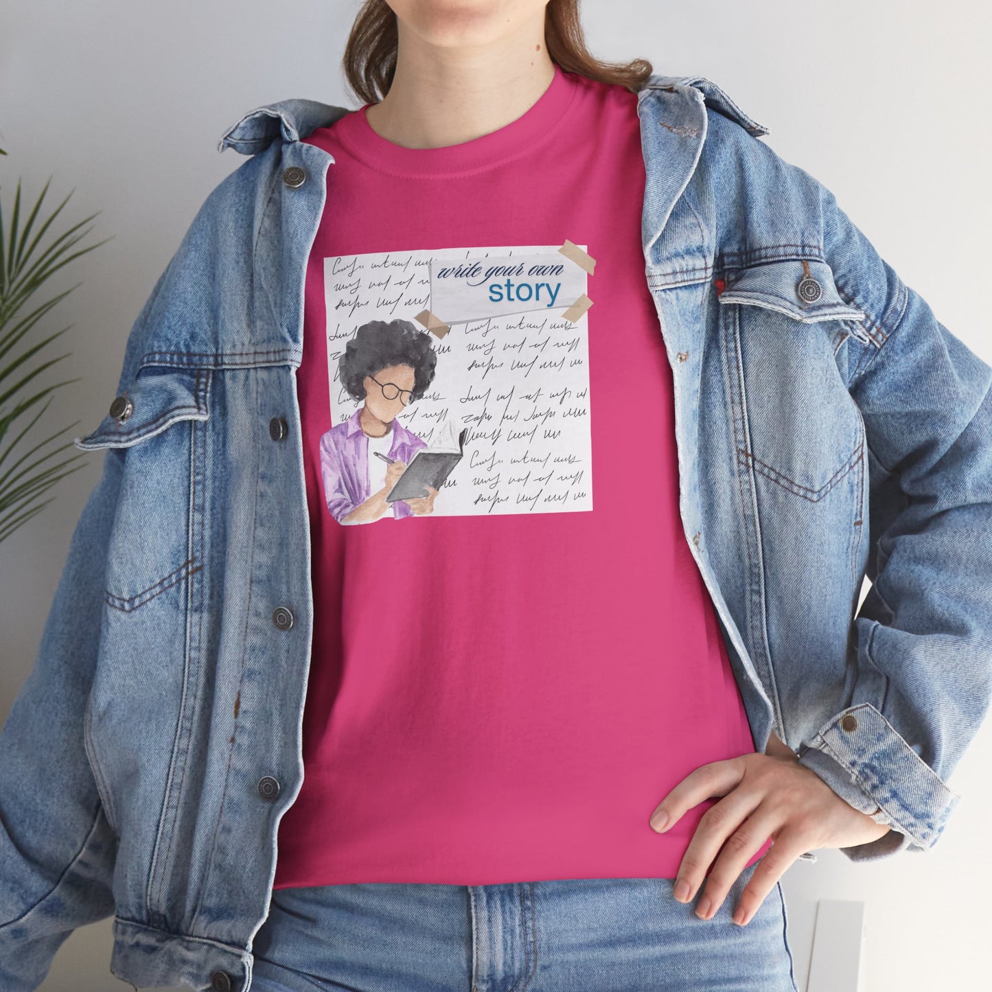 Journal Tee - Write Your Own Story, Black Woman Writing Graphic