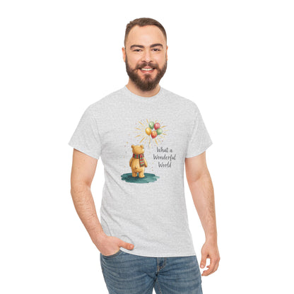 What a Wonderful World Teddy Bear T-Shirt — Balloon Sun Graphic