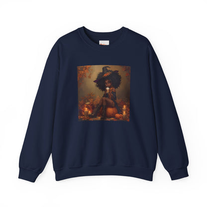 Black Witch Pumpkin Spice Latte Sweatshirt, Halloween Crewneck Jumper