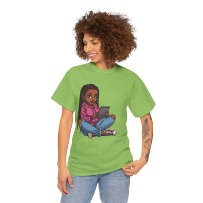 Black Teen Girl Tablet Graphic T-Shirt