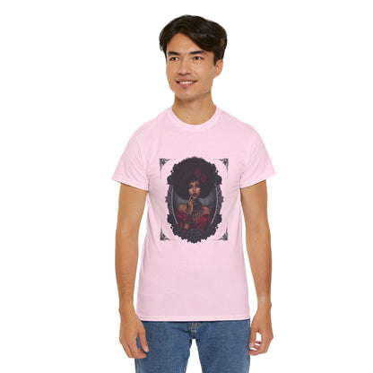 Gothic Afro Rose T-Shirt — Gothic Black Woman Graphic Tee