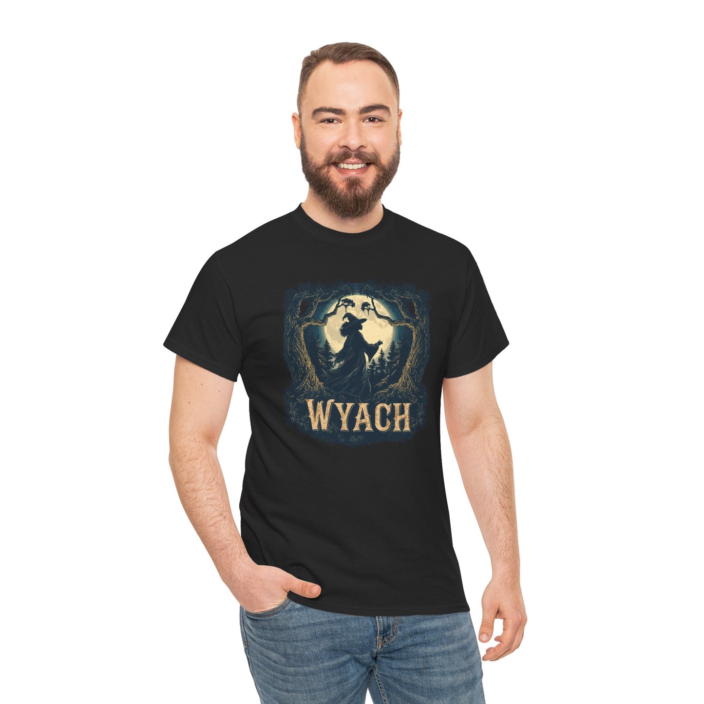 Wyach Night Witch Tee — African American Silhouette Forest Graphic T-Shirt