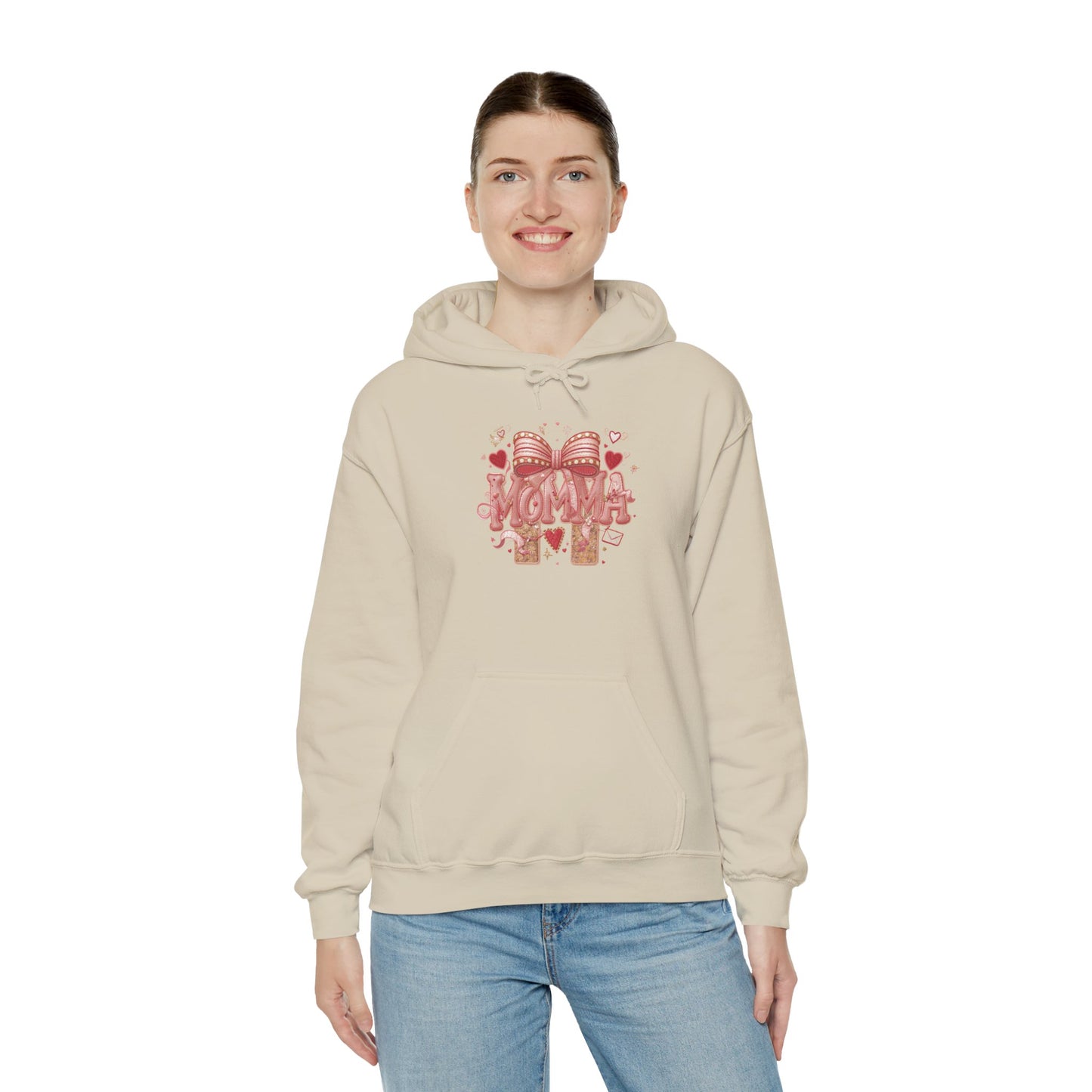 Momma Pink Ribbon Heart Hoodie — Breast Cancer Awareness Sweatshirt
