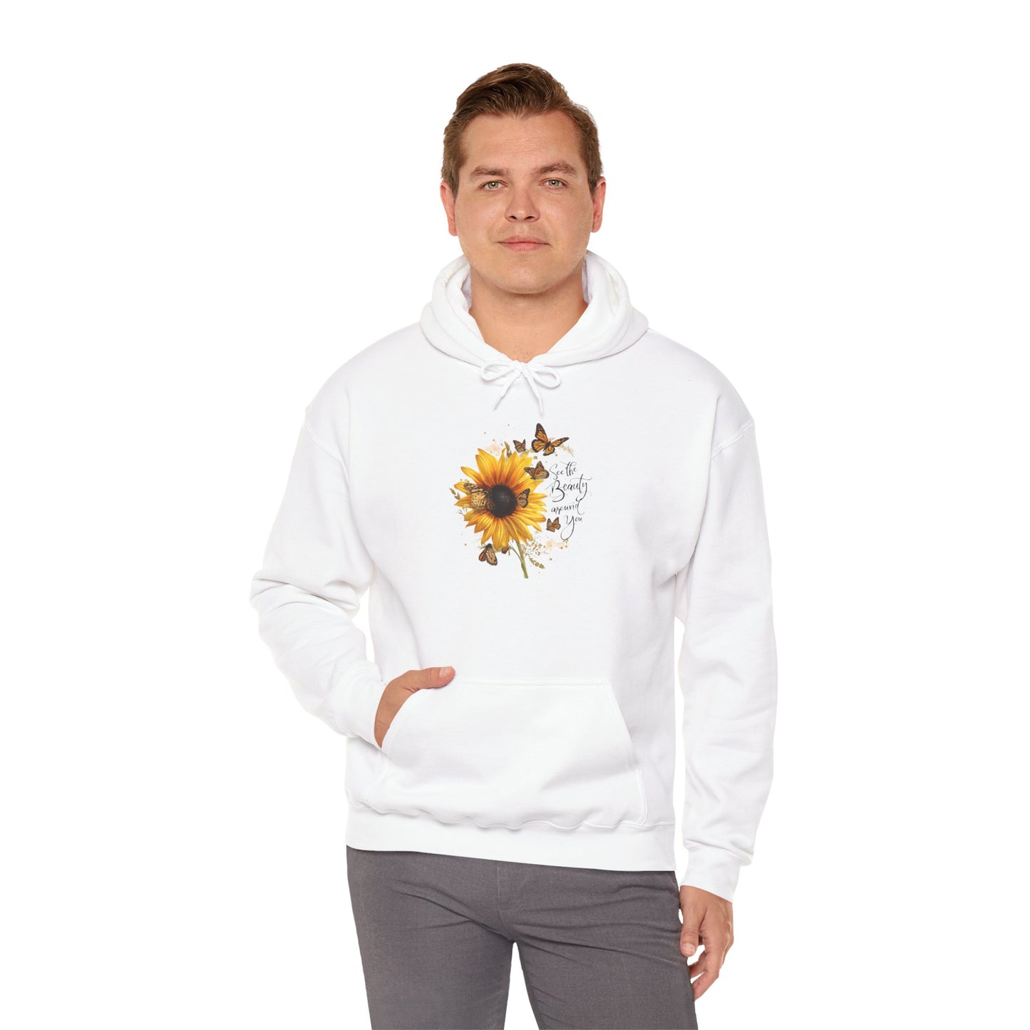 See the Beauty Around You Sunflower & Monarch Hoodie