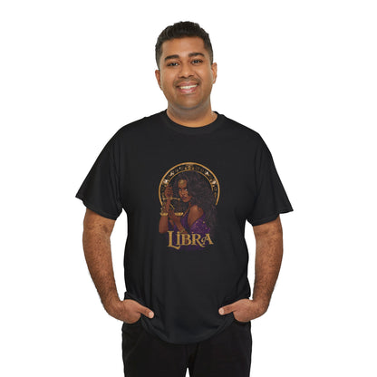 Libra Art Nouveau Tee — African American Woman with Scales Zodiac Shirt