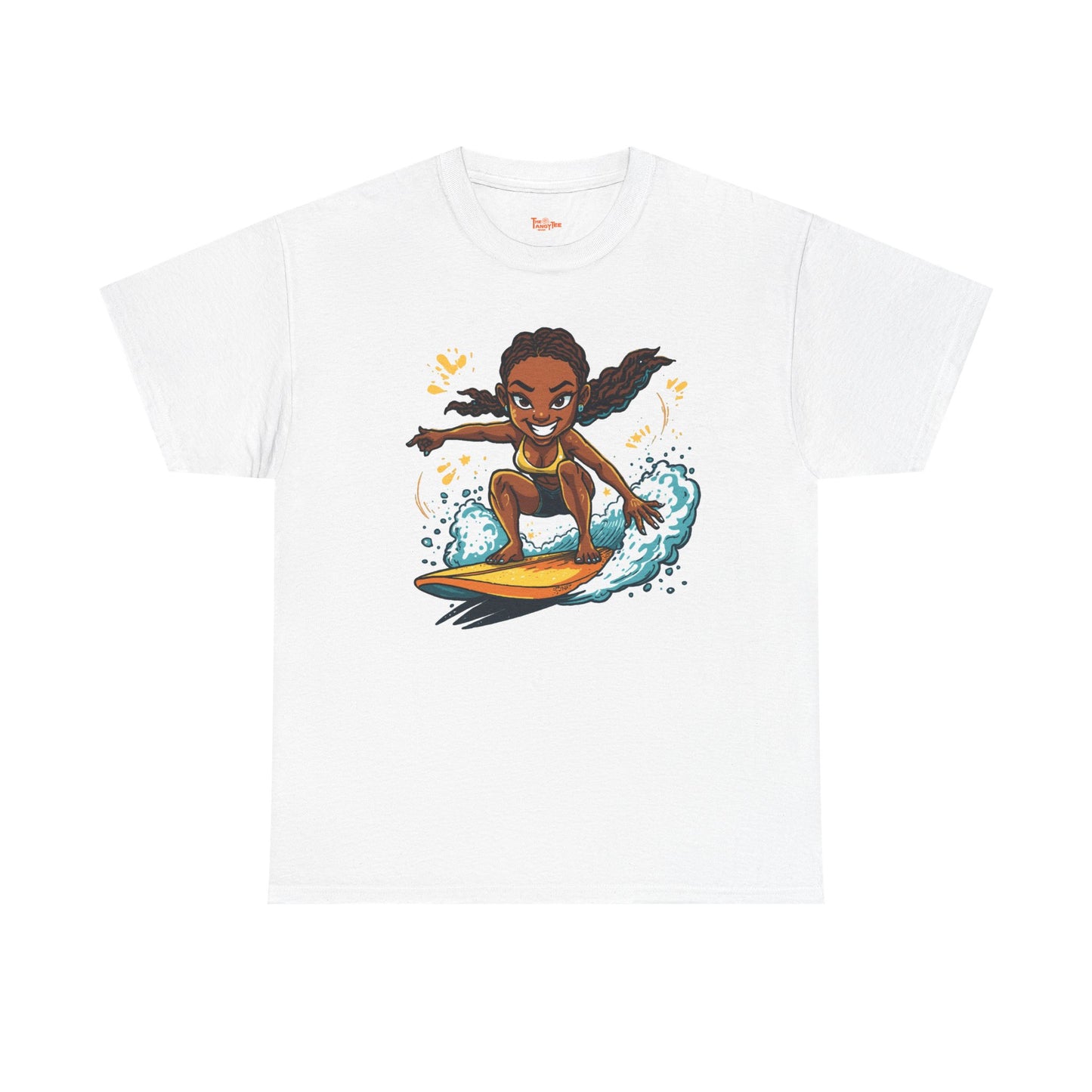 Surf Girl T-Shirt — Cute Cartoon Female Surfer Graphic Tee