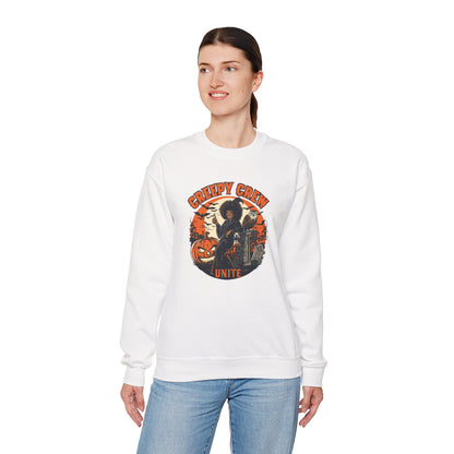 Creepy Crew Unite Witch Sweatshirt — African American Witch Pumpkin Graveyard